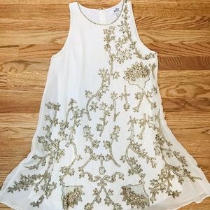 Badgley Mishka beaded ivory and gold shift dress - 10